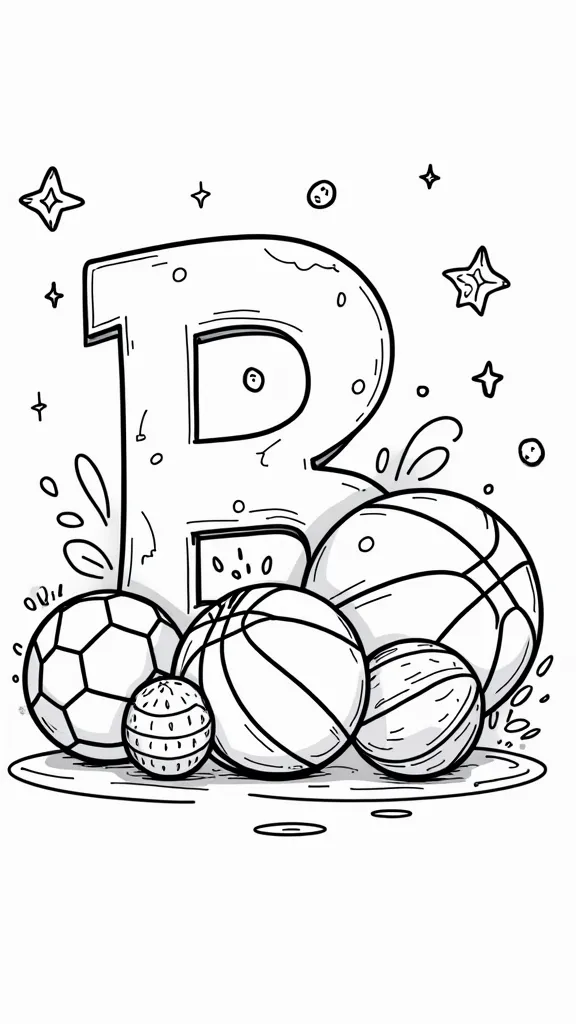 b is for ball coloring page